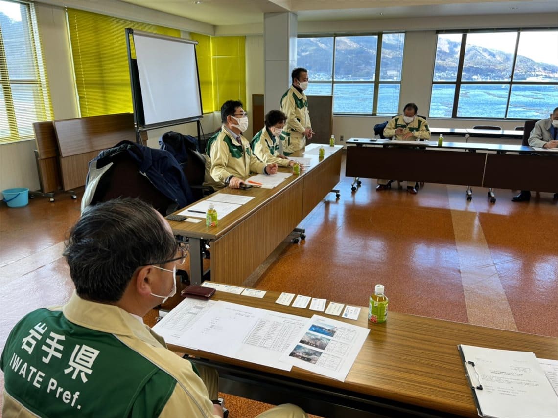 トンガ沖海底火山による津波被害調査 (R4.2.2 山田町、陸前高田市、大船渡市)